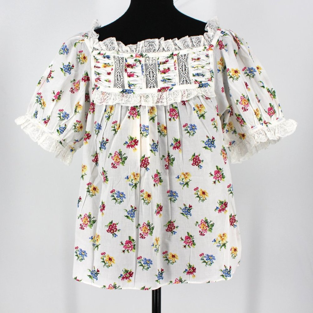 Doen Frances Top Fleurs De Jonquille White Organic Cotton Lace Trim Medium M NEW - Picture 6 of 8